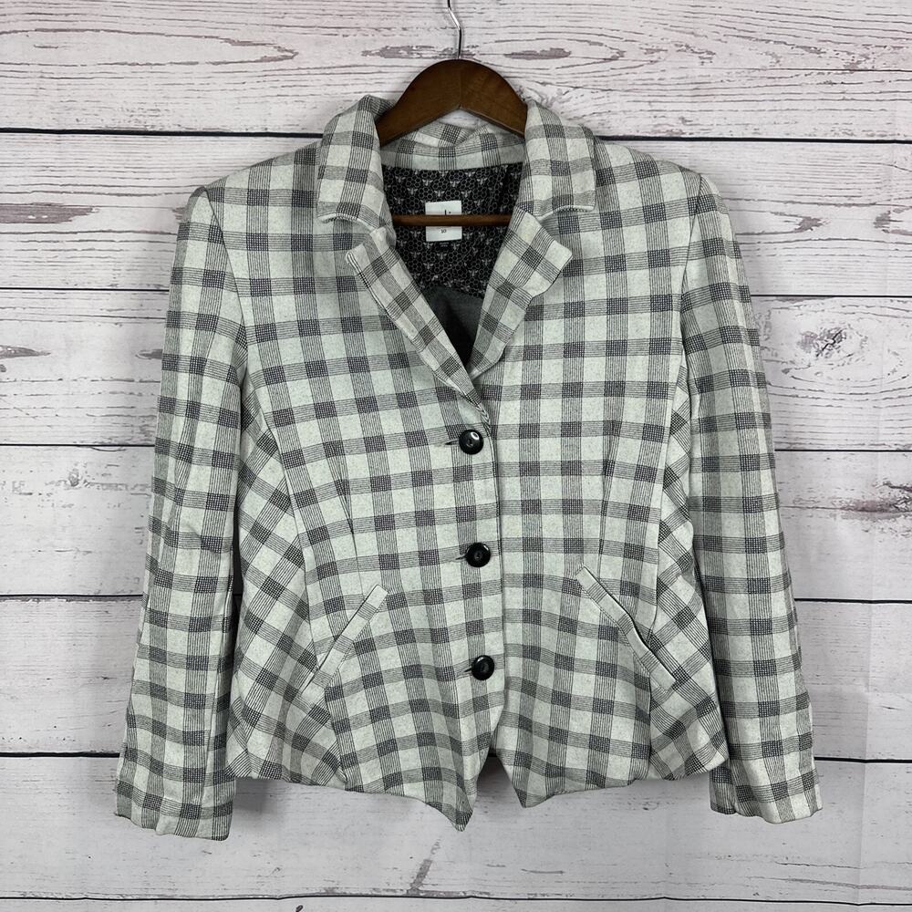 Cabi 5292 Blazer Womens 10 Black White Plaid Jacket Valentina Career Stretch